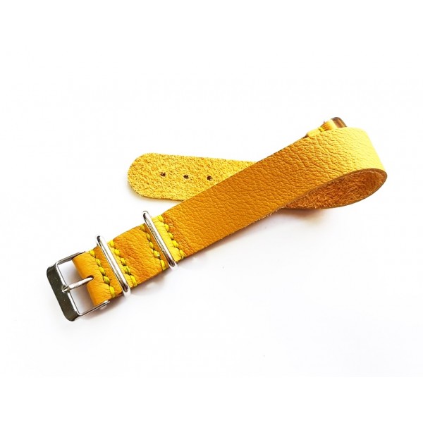 20mm Deri Nato Zulu Kordon Saat Kayışı Sarı Nato Watch Strap Zulu Strap Yellow