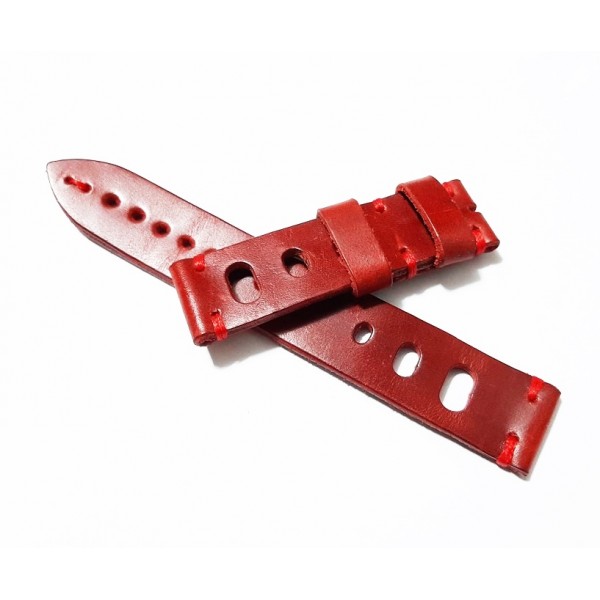 El Yapımı Deri Kordon Diver Kordon Rally Kordon Ateş Kırmızı 22mm Handmade Watch Strap Watch Band Red