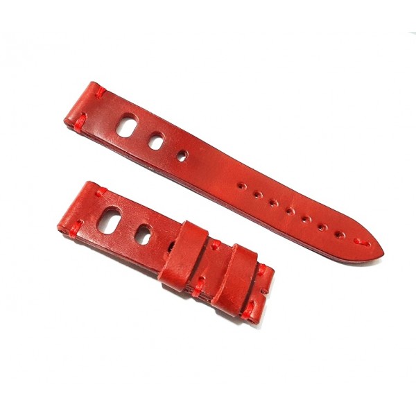 El Yapımı Deri Kordon Diver Kordon Rally Kordon Ateş Kırmızı 22mm Handmade Watch Strap Watch Band Red