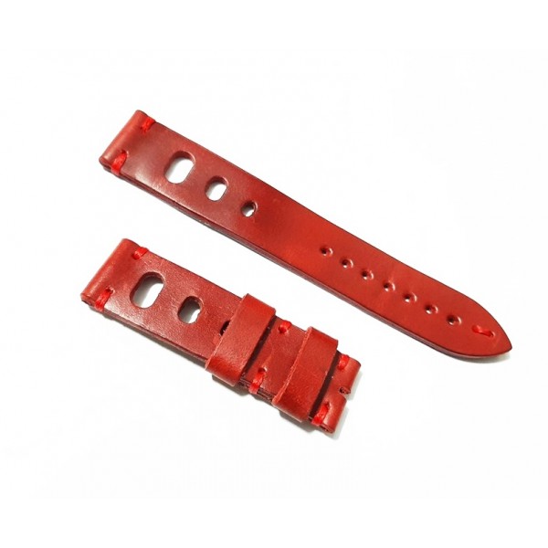 El Yapımı Deri Kordon Diver Kordon Rally Kordon Ateş Kırmızı 22mm Handmade Watch Strap Watch Band Red