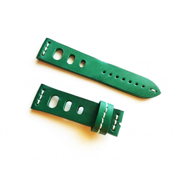 24mm Vintage El Yapımı Deri Kordon Yeşil Renk Vaketa Vintage Handmade Watch Strap Green Leather