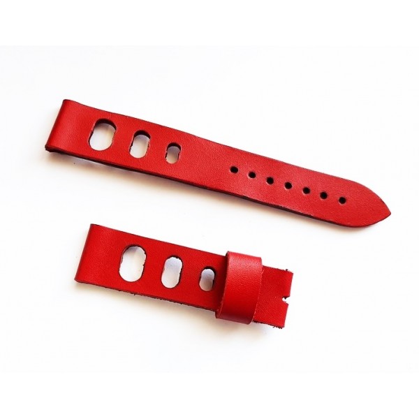 20mm Vintage El Yapımı Deri Kordon Kırmızı Renk Vintage Handmade Watch Strap Red Leather New