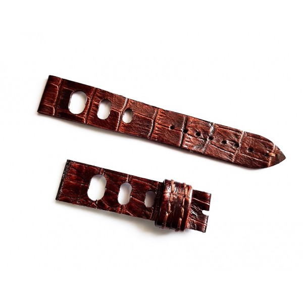 20mm Vintage El Yapımı Deri Kordon Kahve Krokodil Kaplama Deri Vintage Handmade Watch Strap Brown Crocodilia Leather New