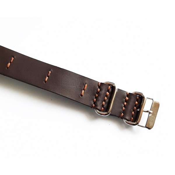 20mm Deri Nato Zulu Kordon Saat Kayış Saat Kordonu Koyu Kahve Çift Kat Handmade Watch Strap Watch Band Brown New