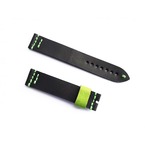 20mm El Yapımı Deri Kordon Saat Kordonu Saat Kayışı Çift Renk Siyah Yeşil Watch Band Watch Strap