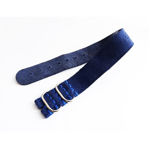 20mm Deri Nato Zulu Kordon Saat Kayış Saat Kordonu Kadife Doku Lacivert Watch Strap Watch Band