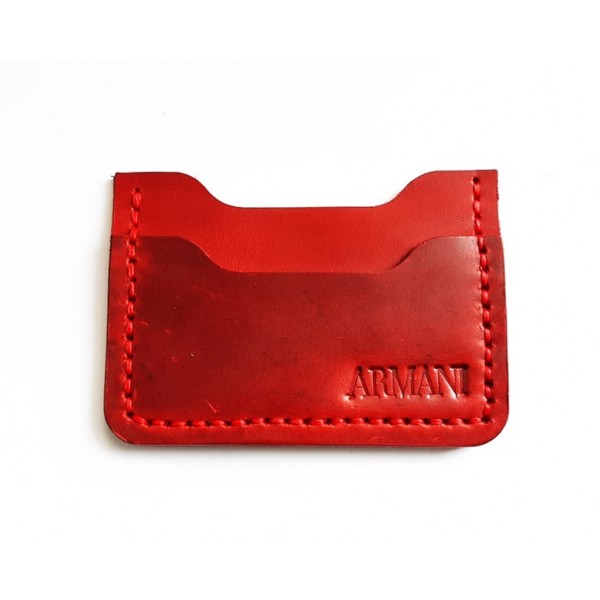 El Yapımı Deri Kartvizit Crazy Deri Kırmızı Kartvizitlik Handmade Credit Card Holder Crazy Red Leather 