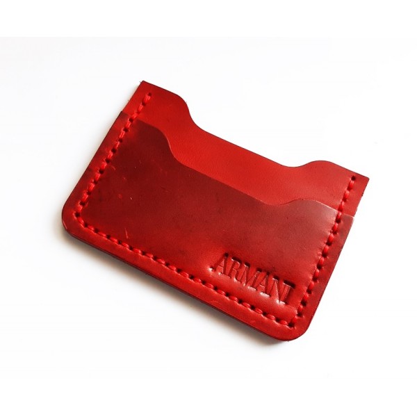 El Yapımı Deri Kartvizit Crazy Deri Kırmızı Kartvizitlik Handmade Credit Card Holder Crazy Red Leather 