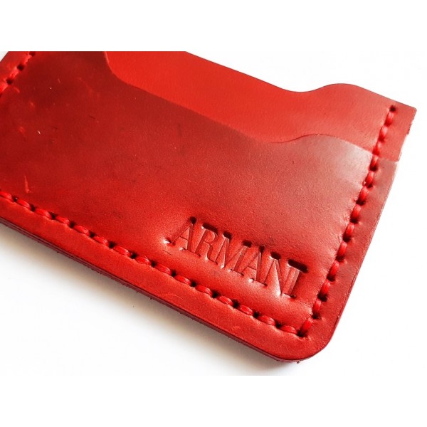 El Yapımı Deri Kartvizit Crazy Deri Kırmızı Kartvizitlik Handmade Credit Card Holder Crazy Red Leather 