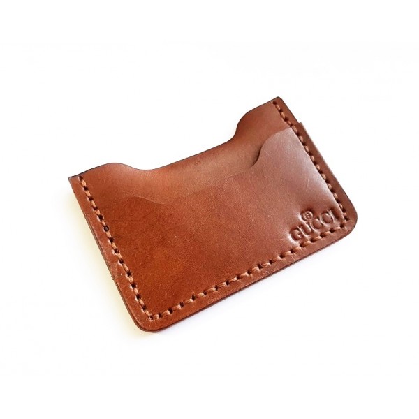 El Yapımı Deri Kartvizit Crazy Deri Kahve Kartvizitlik Handmade Credit Card Holder Crazy Brown Leather