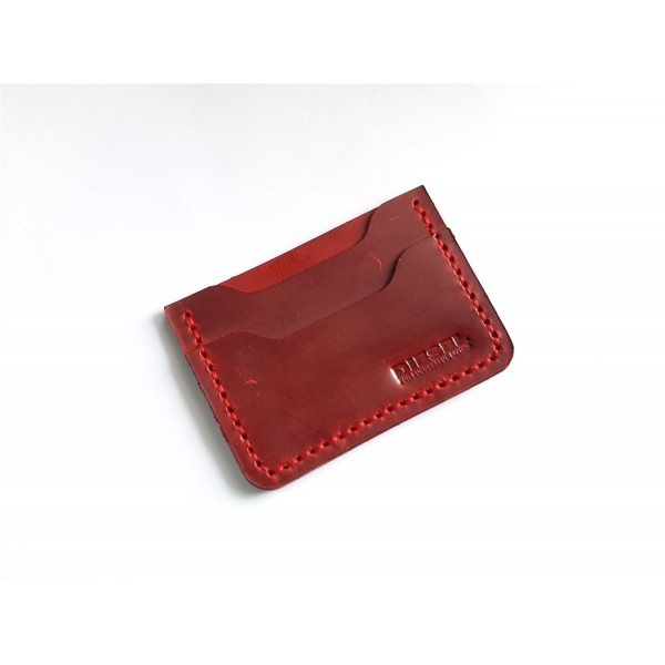 El Yapımı Deri Kartvizit Crazy Deri Kırmızı Kartvizitlik Handmade Credit Card Holder Crazy Leather New