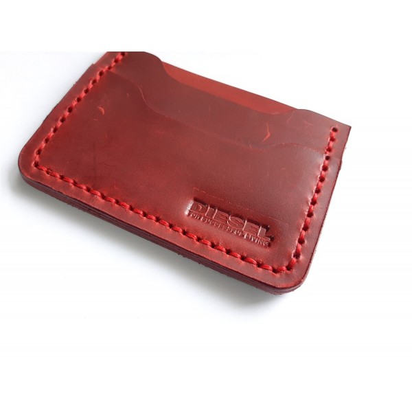 El Yapımı Deri Kartvizit Crazy Deri Kırmızı Kartvizitlik Handmade Credit Card Holder Crazy Leather New