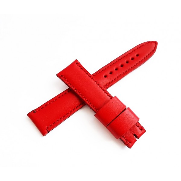 El Yapımı Deri Kordon Kırmızı Saat Kordonu 20mm Handmade Watch Strap Watch Band Red