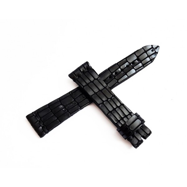 El Yapımı Deri Kordon Harika Rugan Tarz Saat Kordonu 18mm Handmade Watch Strap Watch Band Black