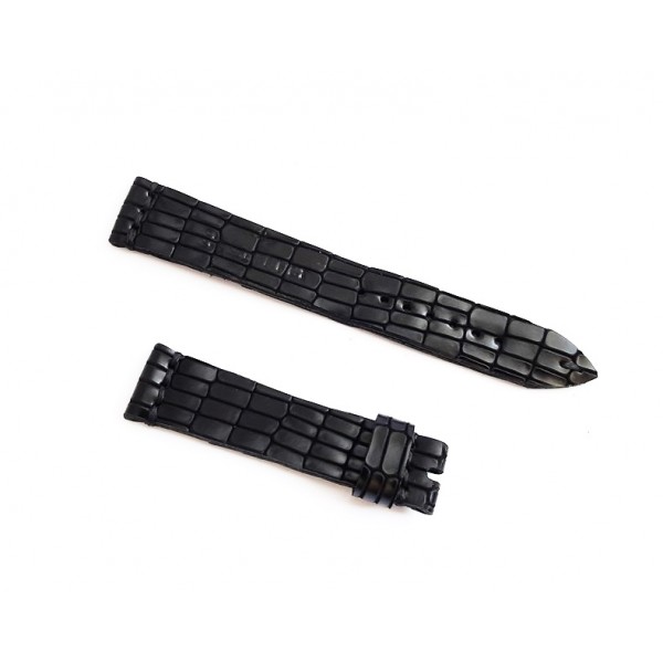 El Yapımı Deri Kordon Harika Rugan Tarz Saat Kordonu 18mm Handmade Watch Strap Watch Band Black