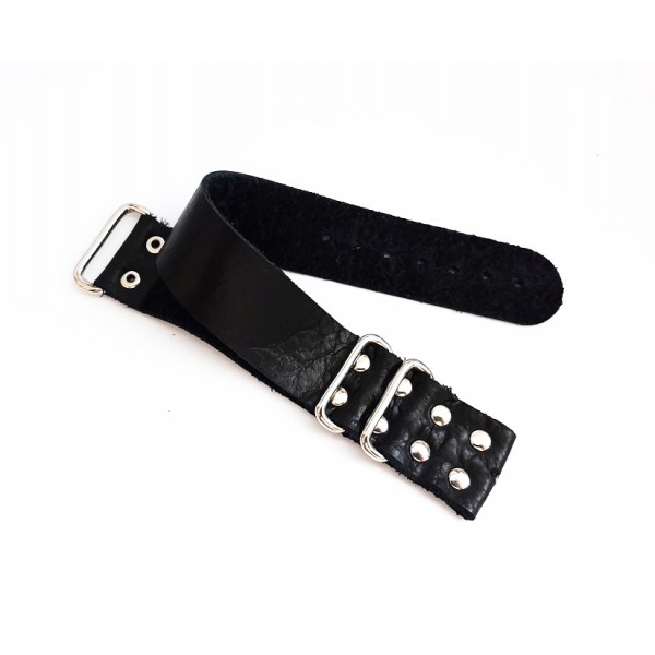 26mm Gotik Kordon Saat Kordonu El Yapımı Deri Zulu Kordon Siyah Zımbalı Handmade Watch Strap Watch Band Black New