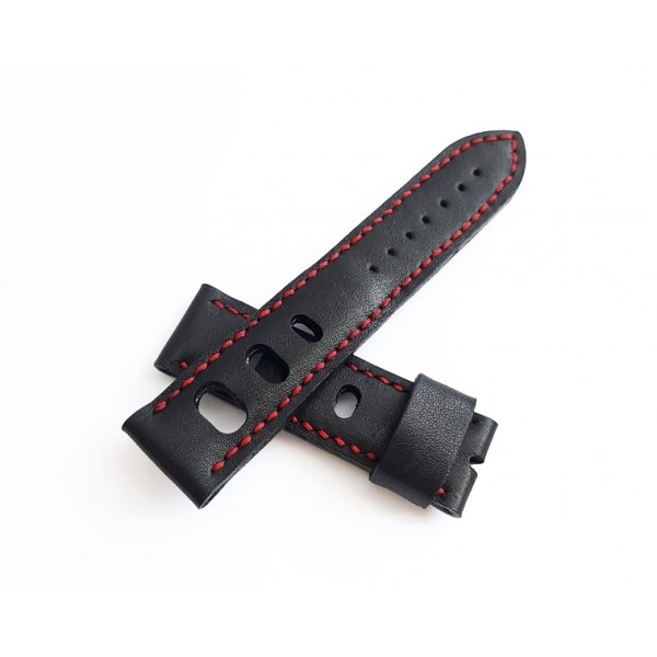 24mm El Yapımı Deri Kordon Diver Kordon Rally Kordon Siyah Destekli Handmade Watch Strap Watch Band Black