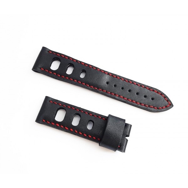 24mm El Yapımı Deri Kordon Diver Kordon Rally Kordon Siyah Destekli Handmade Watch Strap Watch Band Black