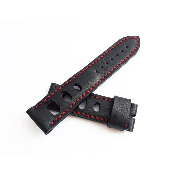 24mm El Yapımı Deri Kordon Diver Kordon Rally Kordon Siyah Destekli Handmade Watch Strap Watch Band Black