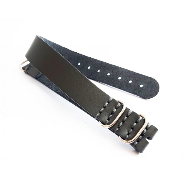 18mm El Yapımı Deri Nato Kordon Zulu Kordon Gri Saat Kayışı Handmade Watch Strap Watch Band Gray New