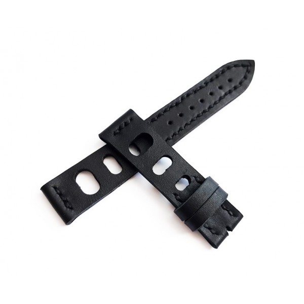 20mm El Yapımı Deri Kordon Diver Kordon Rally Kordon Siyah Destekli Handmade Watch Strap Watch Band Black