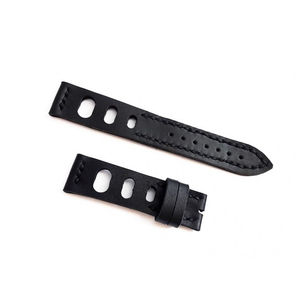 20mm El Yapımı Deri Kordon Diver Kordon Rally Kordon Siyah Destekli Handmade Watch Strap Watch Band Black