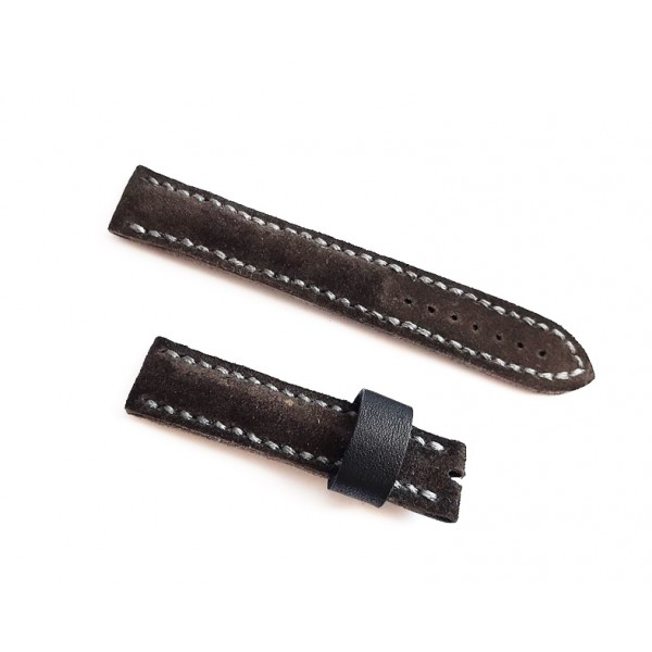 18mm El Yapımı Deri Kordon Kadife Doku Siyah Destekli Handmade Watch Strap Watch Band Black