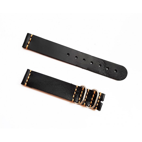 16mm 18mm 20mm 22mm 24mm Nato Deri Parça Nato Siyah Saat Kordonu Kayışı Handmade Nato Watch Strap Black