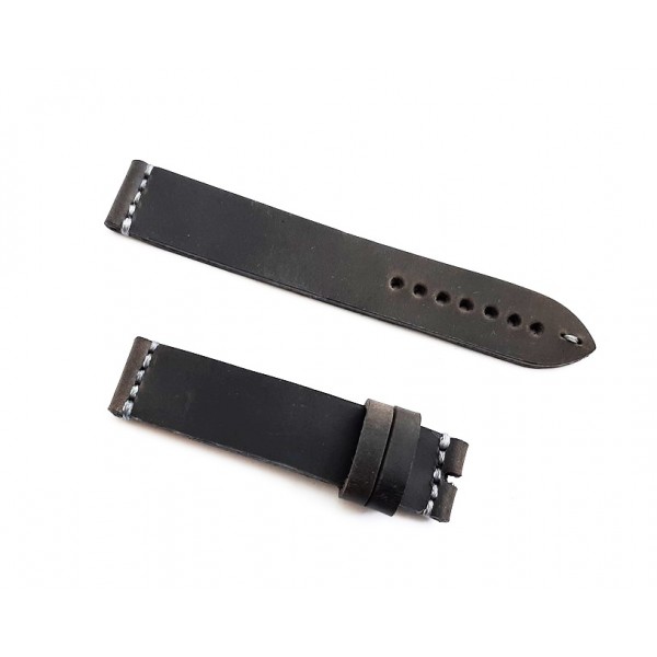 20mm Crazy Deri Kordon El Yapımı Gri Deri Kordon Handmade Watch Strap Watch Band Gray